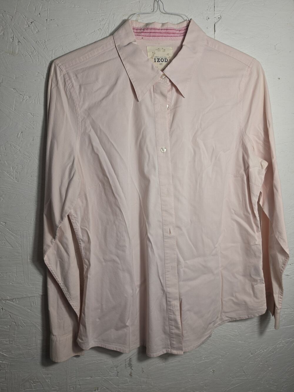 Izod Polo style Knit Shirt Pink Women's Long Sleeves Size Xl